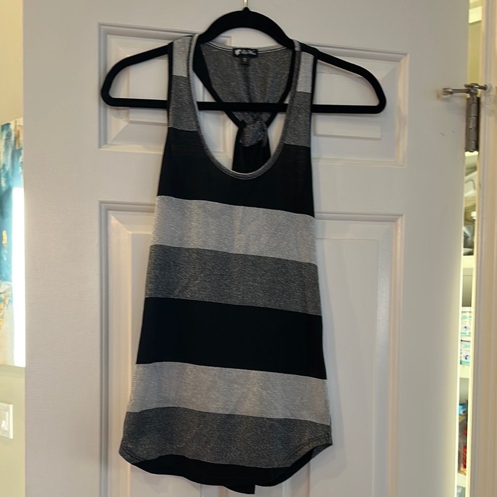 Lily White Black,silver and gray metallic Sleeveless Tank Top